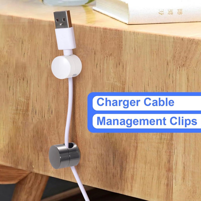 SmallCat 3 Sets Charger Holders for Cords, Adjustable Cable Anchor Holders, Adhesive Metal Cord Clips, Cable Management Wire Organizers for Desk, Office, Nightstand - Black, Red Bronze, White - Image 4